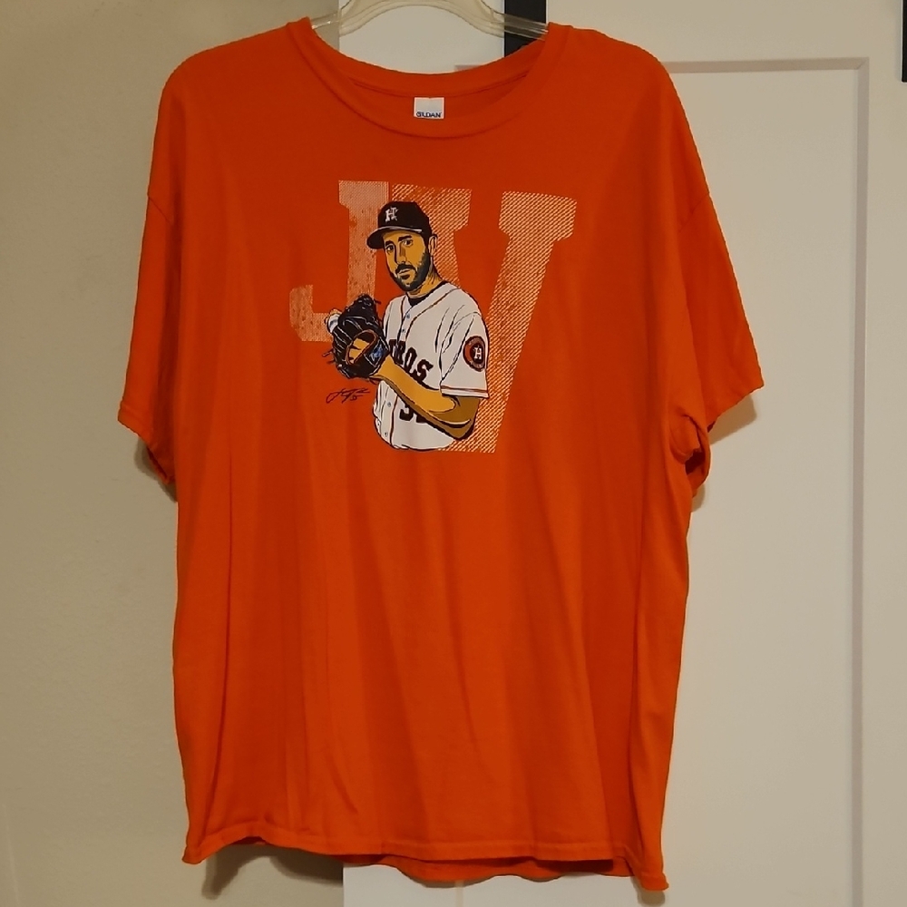Justin Verlander Astros Orange  Tee Sz 2XL